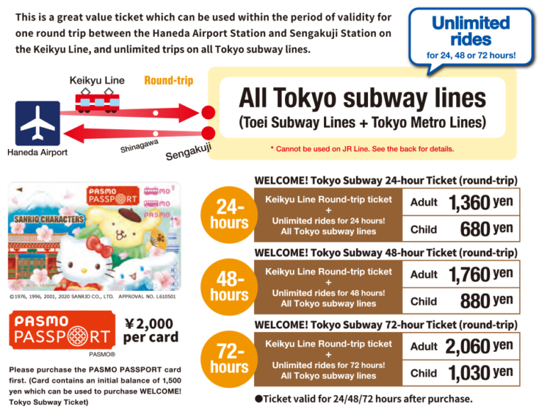 Welcome Tokyo Subway Ticket ตั๋วจากฮาเนดะเข้าเมือง ขึ้นรถไฟโตเกียวไม่อั้น