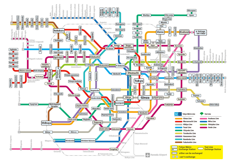 Метро токио схема 2022